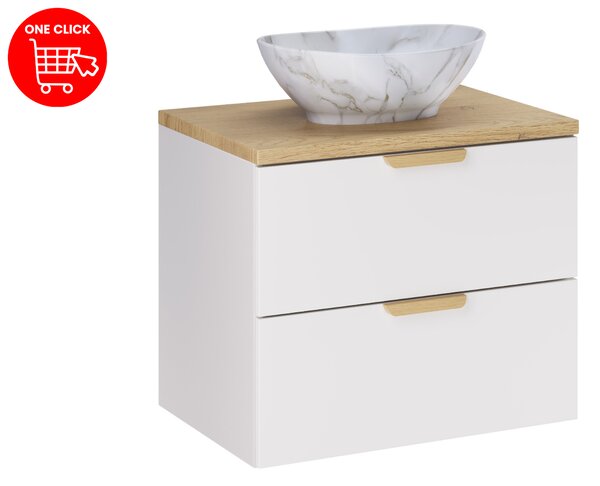 Comad Koupelnová skříňka s deskovým umyvadlem Aster White 60 bílá mat/dub cremona