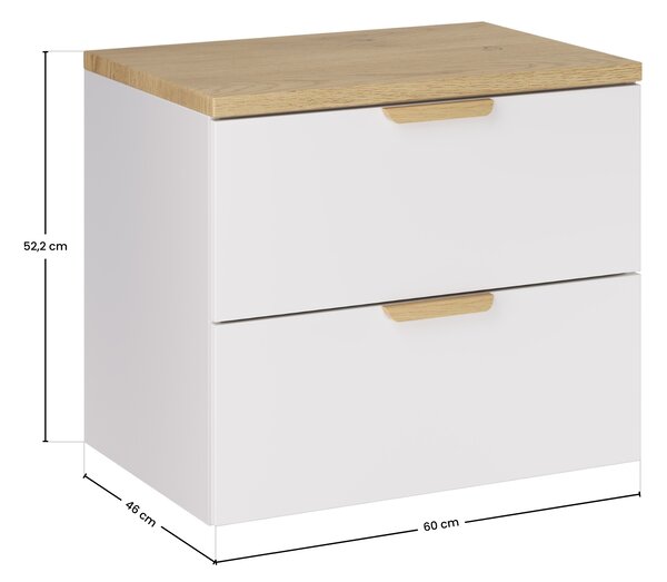 Comad Koupelnová skříňka pod deskové umyvadlo Aster White 60 bílá mat/dub cremona