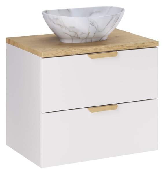 Comad Koupelnová skříňka s deskovým umyvadlem Aster White 60 bílá mat/dub cremona