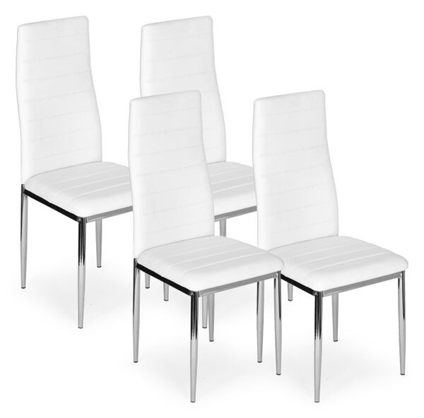 Krzesła z ekoskóry do salonu i jadalni 4szt. chromowane nogi białe