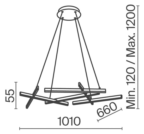 STROPNÍ ZÁVĚSNÉ SVÍTIDLO, 66/120/101 cm MAYTONI - Online Only svítidla, Online Only