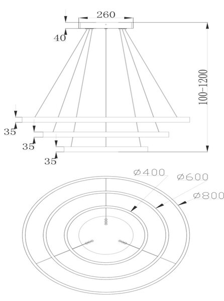 STROPNÍ ZÁVĚSNÉ SVÍTIDLO, 80/40-120 cm MAYTONI - Online Only svítidla, Online Only