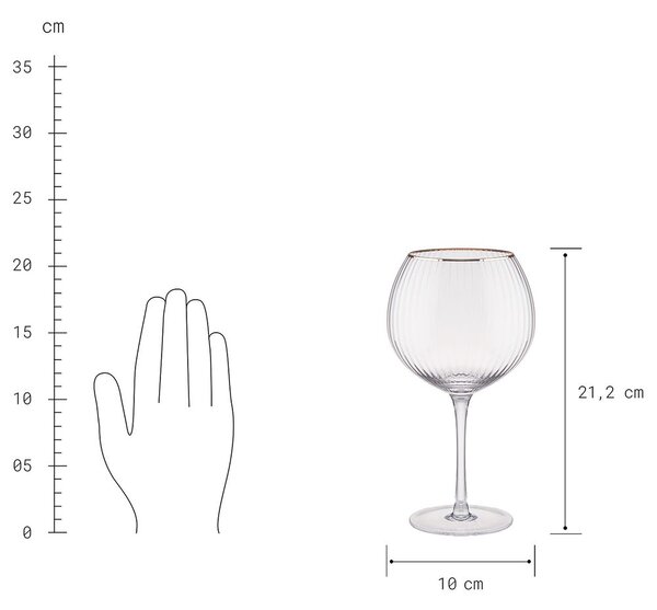 GOLDEN TWENTIES Sklenice na gin se zlatým okrajem 650 ml