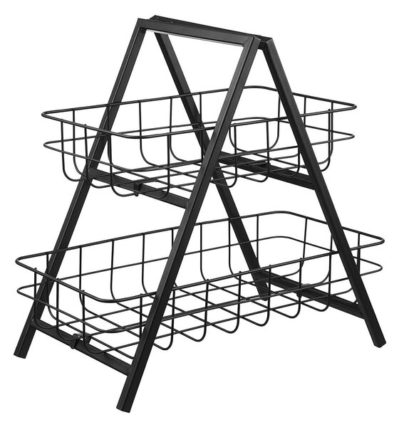GRID Etažér se dvěma drátěnými koši - černá