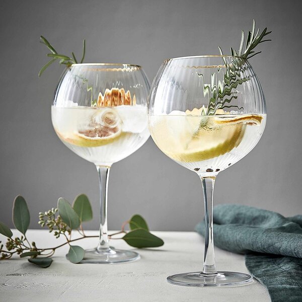 GOLDEN TWENTIES Sklenice na gin se zlatým okrajem 650 ml
