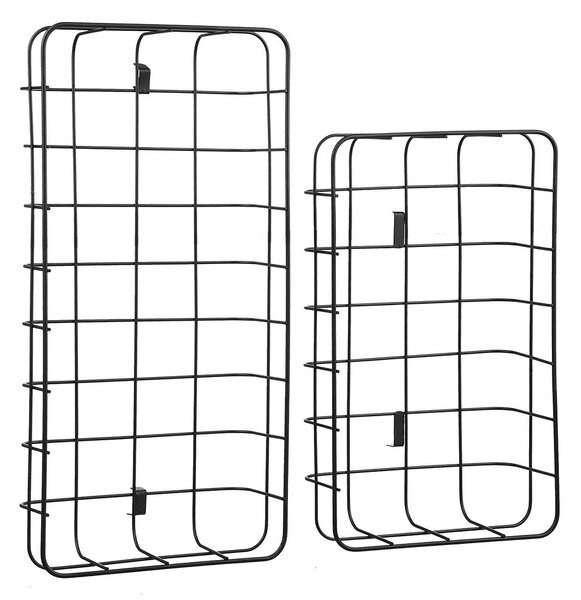 GRID Etažér se dvěma drátěnými koši - černá