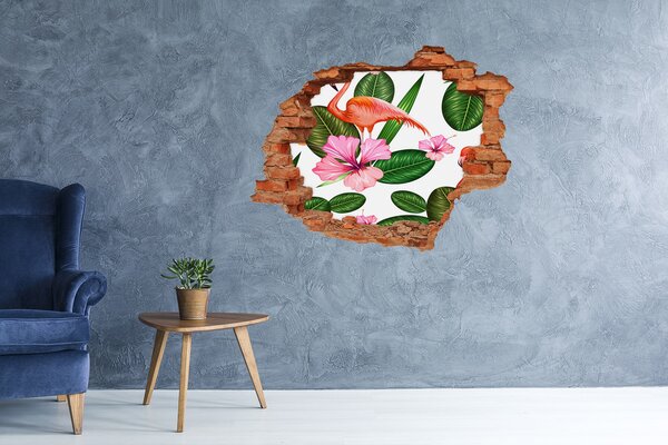 Díra 3D fototapeta na stěnu Plameňáci a rostliny nd-c-111415248