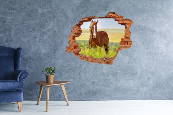 Díra 3D fototapeta nálepka Hnědý kůň nd-c-111439137