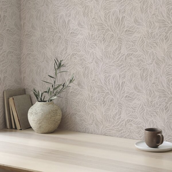 Tapety Béžová abstraktní textura s hladkými liniemi listů, Tapety květiny, a00179 : uwalls.cz