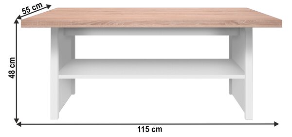 Konferenční stolek 115, DTD laminovaná, bílá / dub sonoma, TOPTY