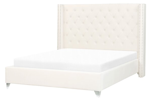 Sametová postel 140 x 200 cm krémově bílá LUBBON