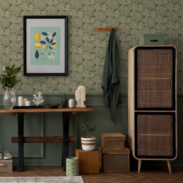Tapety Grafické lotosové listy v retro stylu na béžovém pozadí, Tapety květiny, a00188 : uwalls.cz
