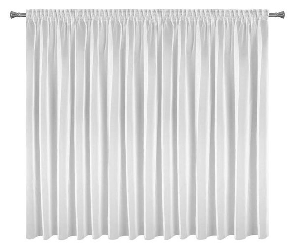 Bílá záclona na pásce ESEL vyrobena z hladké lesklé látky 350x150 cm