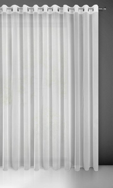 Bílá záclona na kroužcích ESEL vyrobená z hladké lesklé látky 400x250 cm