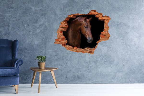 Díra 3D fototapeta na stěnu Hnědý kůň nd-c-114030424