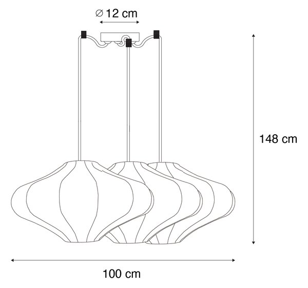 Chytré závěsné svítidlo bílé 50 cm 3-světelné vč. 3 Wifi G95 - Plu