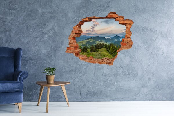 Díra 3D ve zdi nálepka Panorama Pieniny nd-c-114464112