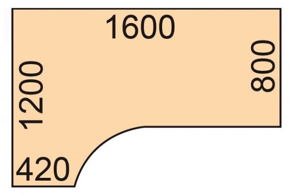Rohový kancelářský psací stůl PRIMO WHITE, 160x120 cm, levý, bílá/třešeň