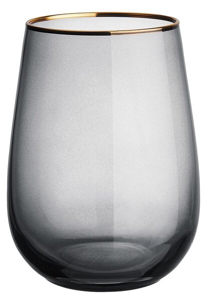 TOUCH OF GOLD Sklenice se zlatým okrajem 590 ml - tm. šedá