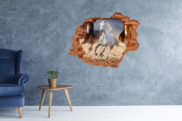 Díra 3D fototapeta nálepka Koně na poušti nd-c-114734270