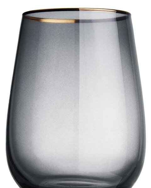 TOUCH OF GOLD Sklenice se zlatým okrajem 590 ml - tm. šedá