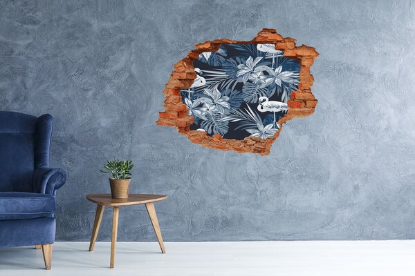 Díra 3D fototapeta nálepka Plameňáci a rostliny nd-c-114969242