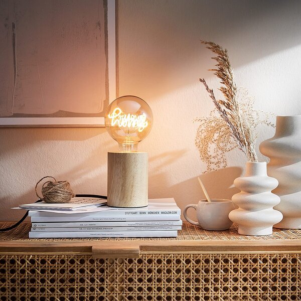 STILO Stolní lampa dřevěná kulatá 11 cm