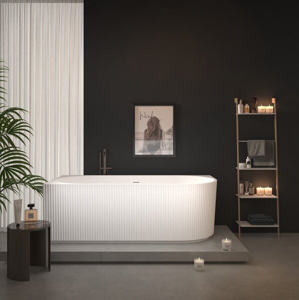 Erga Marina, rohová volně stojící vana 140x70 cm + odtoková zátka, levá, bílá lesklá, ERG-MARINA-140070L-WH-WH