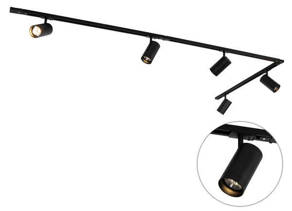 Moderní 1-fázový kolejnicový systém s 5 reflektory AR70 černá - Jeana Luxe