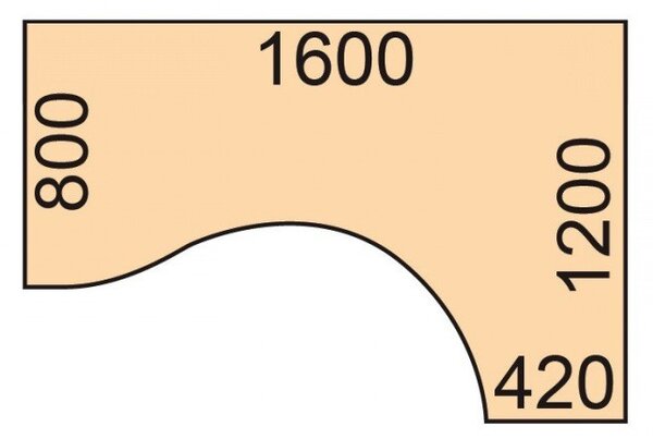 Ergonomický kancelářský psací stůl PRIMO WOOD, 160x120 cm, pravý, buk