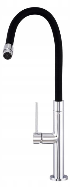 Gamma Flex Slim, vysoká kuchyňská baterie s elastickým ramenem h-480 mm, černá-chromová, GMA-BFXSL-CH