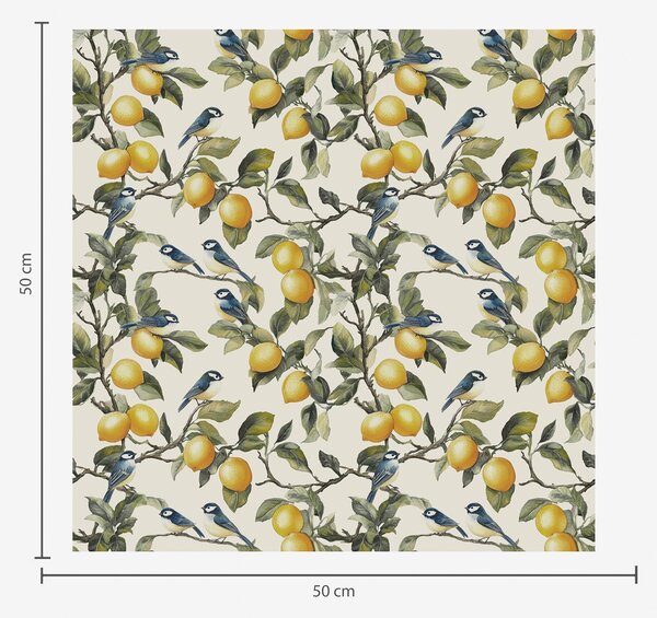 Tapety Ptáci a citrony na větvích, akvarelová botanická kresba, Tapety akvarel, a00207 : uwalls.cz