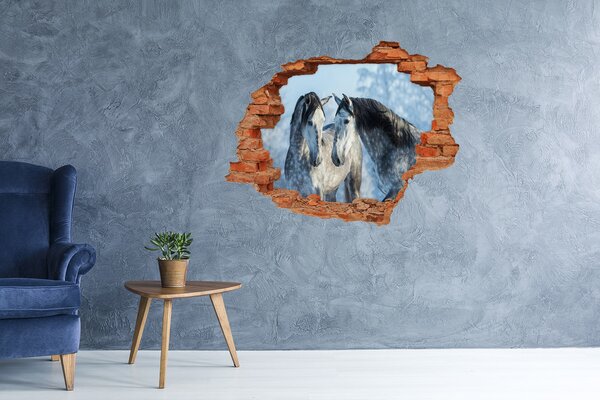 Díra 3D fototapeta nálepka Šedí koně zima nd-c-116887257
