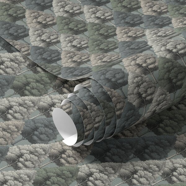 Tapety Geometrický lesní vzor se stromy v zelených barvách, Tapety příroda, a00209 : uwalls.cz