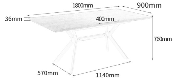 JÍDELNÍ STŮL, přírodní barvy, černá, 140/90/76 cm MID.YOU - Jídelní stoly, Online Only