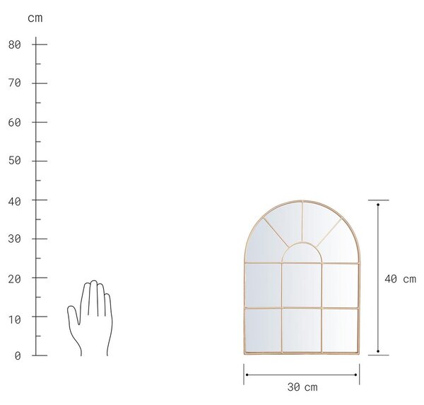FINESTRA Zrcadlové okno 30 cm - zlatá