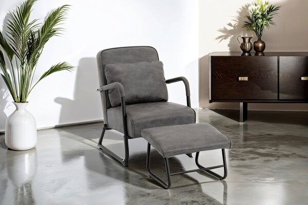 RELAXAČNÍ KŘESLO S TABURETEM, textil, šedá Livetastic - Online Only křesla & taburety, Online Only