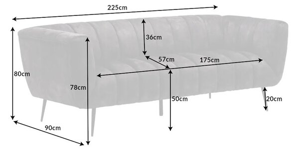 Designová sedačka Nikolai 225 cm šampaňský samet