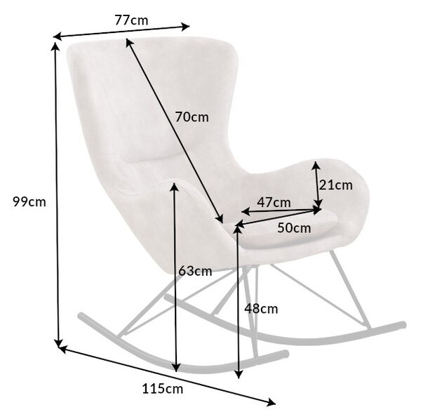 Designové houpací křeslo Sweden šampaňský samet