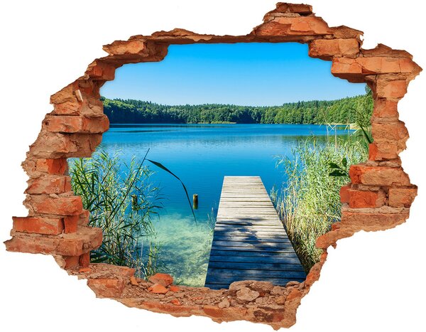 Díra 3D ve zdi nálepka Molo nad jezerem nd-c-119795565