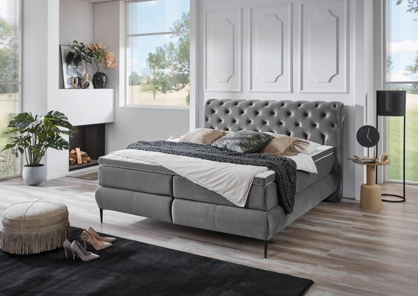 POSTEL BOXSPRING, 160/200 cm, tmavě šedá MID.YOU - Manželské postele, Online Only