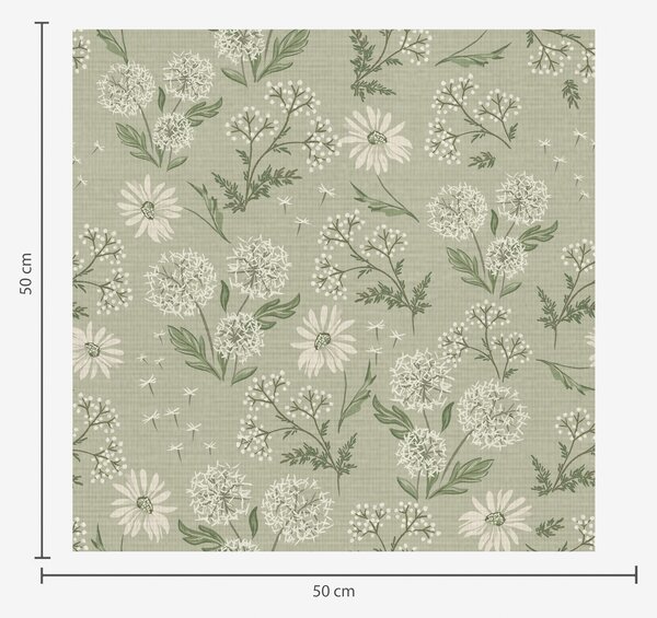 Tapety Pampelišky a sedmikrásky, botanický vzor na šedozeleném pozadí, Tapety angličtina, a00224 : uwalls.cz