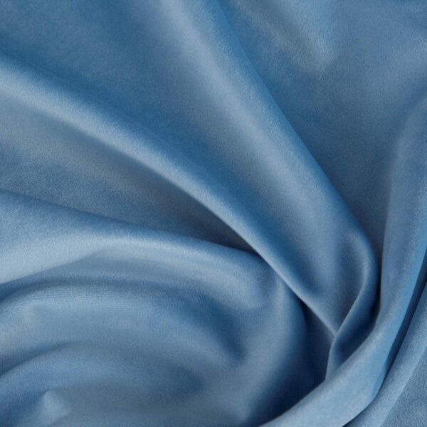 Světle modrý závěs SIBEL z měkké sametové látky - metrážové šité na míru
