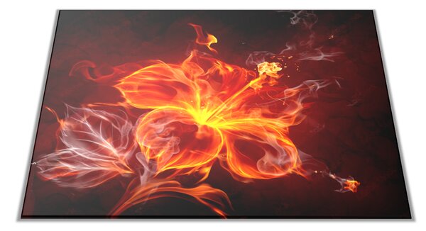 Skleněné prkénko ohnivý bordó květ - 30x20cm