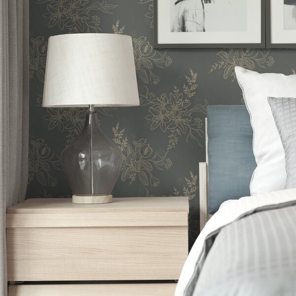 Tapety Obrysové květiny na modrošedém pozadí, elegantní botanický vzor, Tapety květiny, a00226 : uwalls.cz