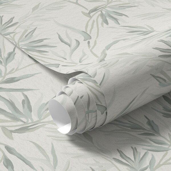 Tapety Akvarelové listy ve studených odstínech, minimalistický design, Tapety dětské, Tapety pro dívku, a00225 : uwalls.cz