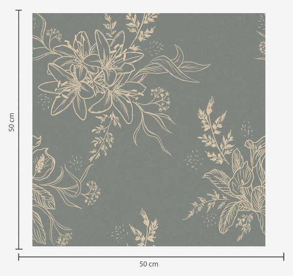 Tapety Obrysové květiny na modrošedém pozadí, elegantní botanický vzor, Tapety květiny, a00226 : uwalls.cz