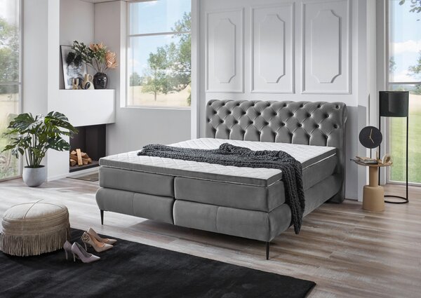 POSTEL BOXSPRING, 160/200 cm, tmavě šedá MID.YOU - Manželské postele, Online Only