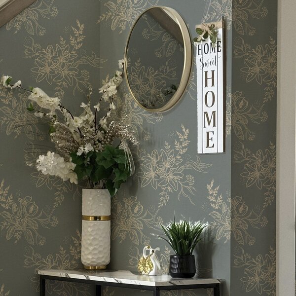 Tapety Obrysové květiny na modrošedém pozadí, elegantní botanický vzor, Tapety květiny, a00226 : uwalls.cz