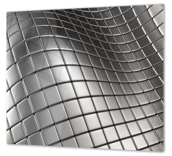 Ochranné sklo stříbrný ocelový abstrakt - 52x60cm / S lepením na zeď